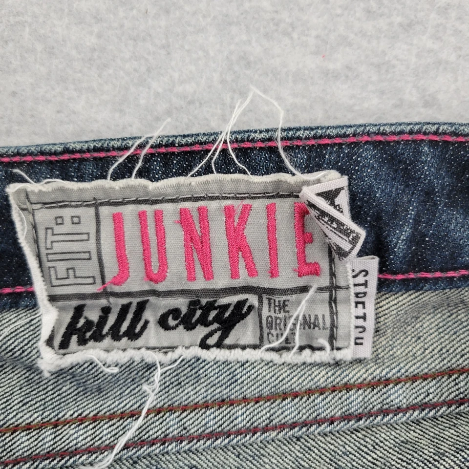 Pantalones de mezclilla rectos Kill City para mujer 31 azul corte junkie medida 34x32 Foto 3 de 4