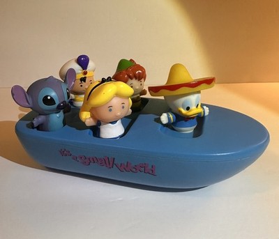 DISNEY PARKS IT'S A SMALL WORLD BATHTUB BATH BOAT TOY SET STITCH PETER ALADIN