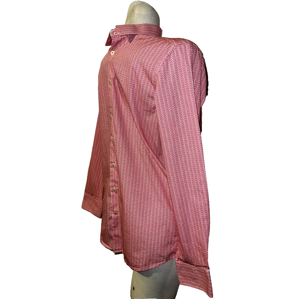 CHRISTIAN LACROIX Top Men’s Sz S 14.5 Red White Contemporary Fit Button LS Shirt - Image 4 of 4