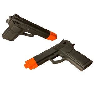 Set of 2 Practice Black with Orange Tip RUBBER TRAINING GUN Police Self Defense