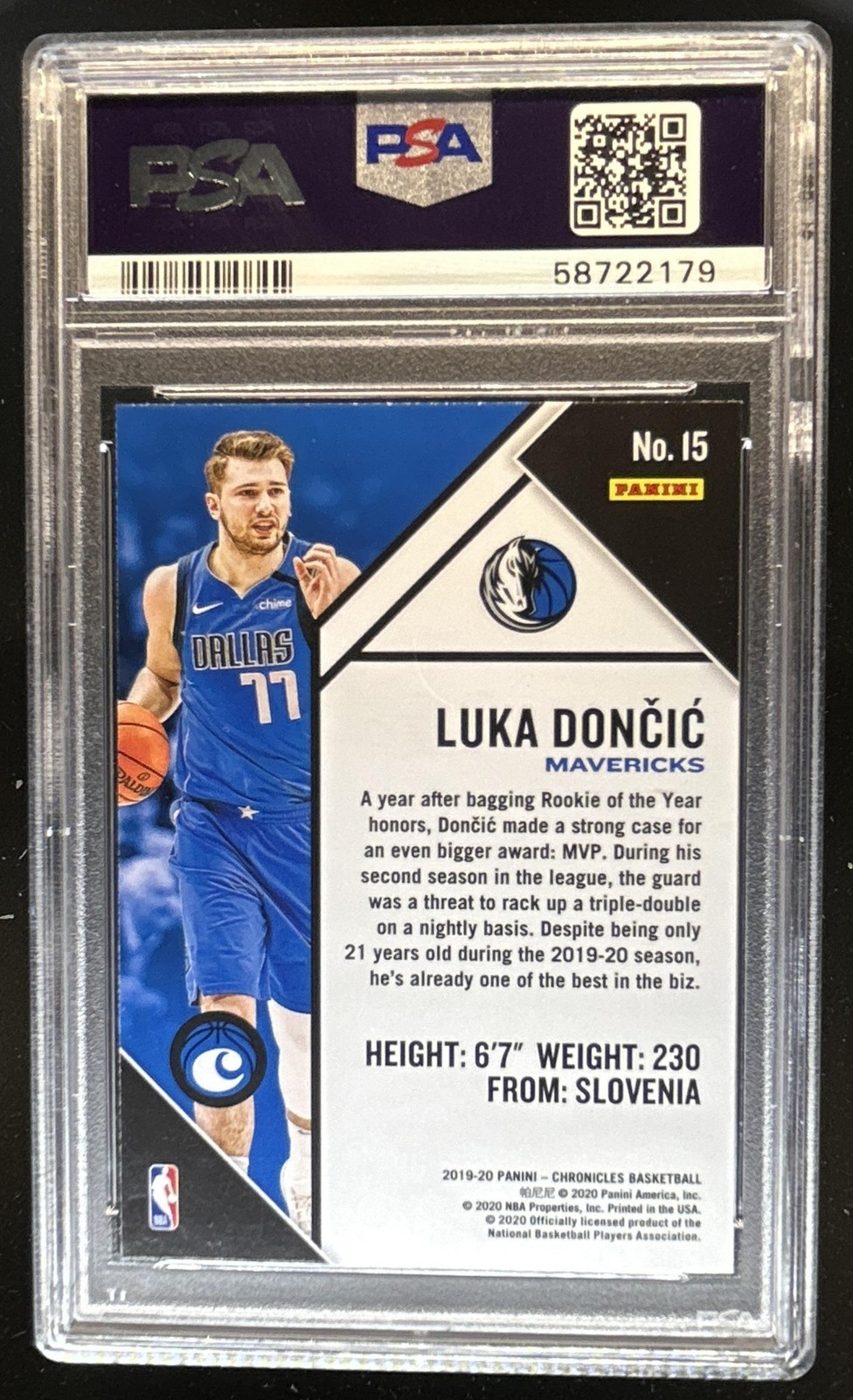 2019-20 Chronicles Luka Doncic #15 Mavericks PSA 10 GEM MINT view 2