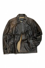 Eddie Bauer Vintage Brown Leather Zip Jacket M Relaxed Fit Used
