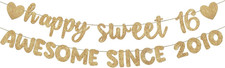 Pre Encordado Feliz Dulce 16 Impresionante desde 2010 Banner Brillo Dulce 16º Cumpleaños