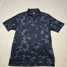 Footjoy FJ Men's Large Blue Camo Short Sleeve Polo Shirt Performance Stretch