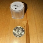 A beautiful Bu 1944 Philadelphia Mercury Dimes 50 coin silver roll. Bands