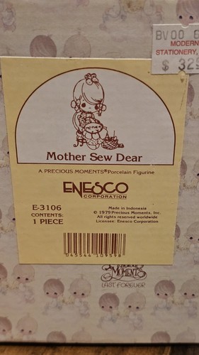 Vintage 1979 Precious Moments Mother Sew Dear E-3106 Enesco Original Box - Picture 8 of 9