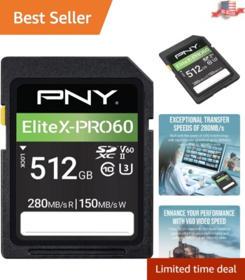 Professional 512GB UHS-II SD Memory Card - Waterproof, Shockproof Reliability