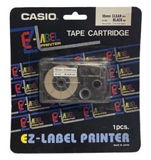 CASIO EZ-LABEL IR-18XS Printer Tape 18mm x 8mm CLEAR Tape BLACK Ink, 1pcs.