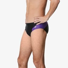Speedo Swim Brief PowerFlex Eco Revolve New Splice Black/Purple, Mens Size 28"