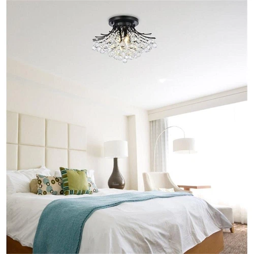 Elegant Lighting Toureg 19" Metal and Crystal Flush Mount in Black - Picture 8 of 8