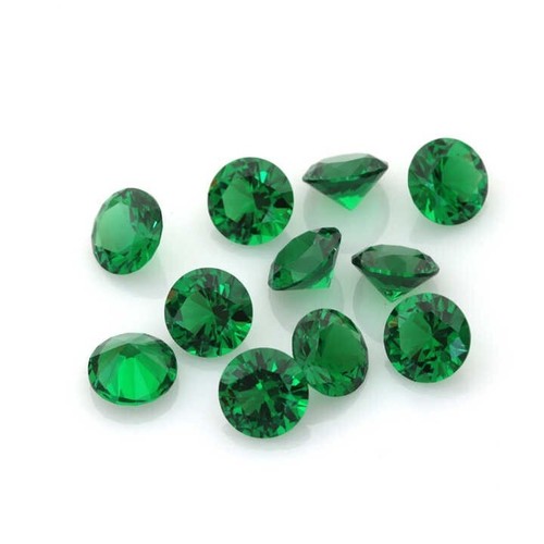 6mm To 10mm Round Synthetic Green Emerald Faceted Calibrated Loose Gemstone - Picture 9 of 24