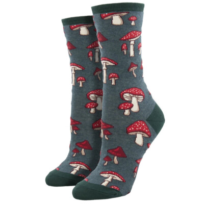 Socksmith Women's Crew Socks Pretty Fly For A Fungi Mushroom Novelty Footwear
