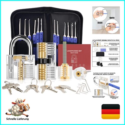36-Piece Lock Picking Set, Difficulty Upgrade, Lock Pick Set with 4 Transpare...