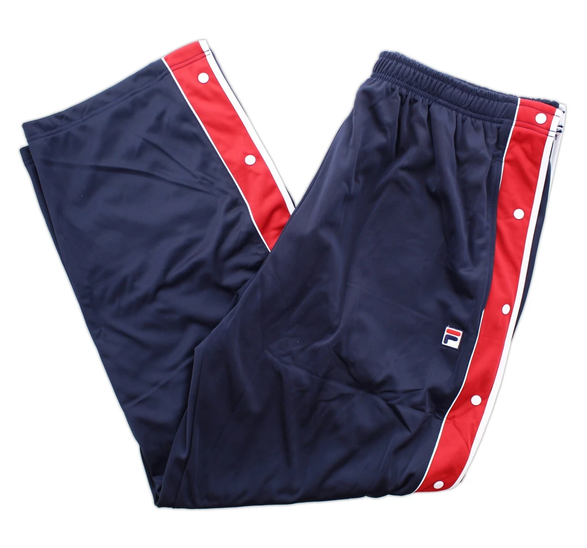 FILA Men's Trico Track Pants Big & Tall Full Side Snap Tear Away, Blue Red  Pant