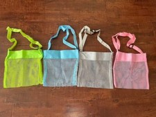 New 4 pcs Colorful Mesh Beach Bag Light Weight Sand Away Portable Foldable Lots