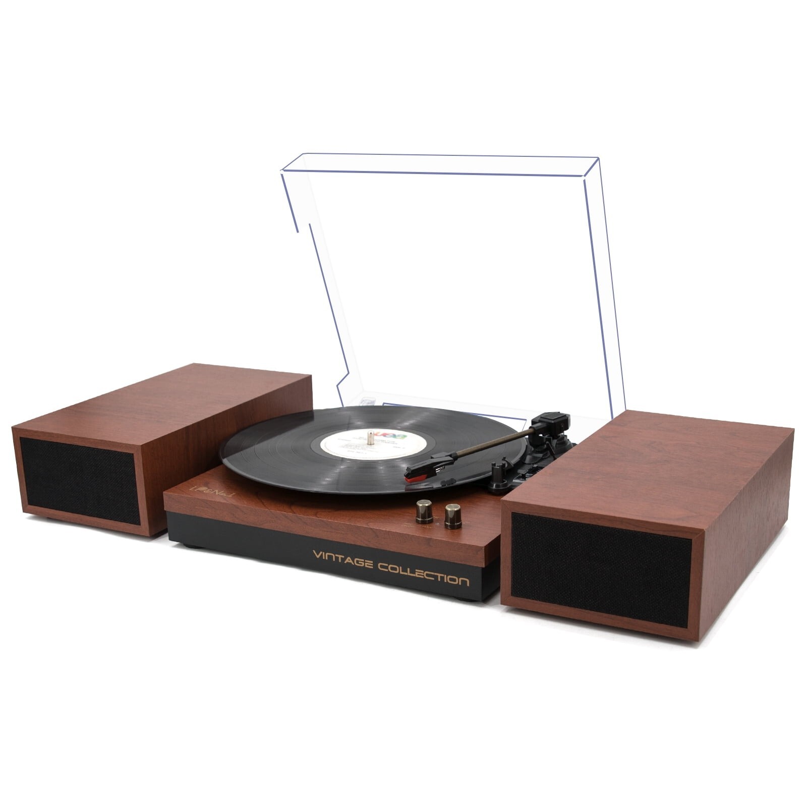 LP&No.1 Bluetooth Vinyl Record Player Bluetooth & Speakers - Red Wood LPSC-008™