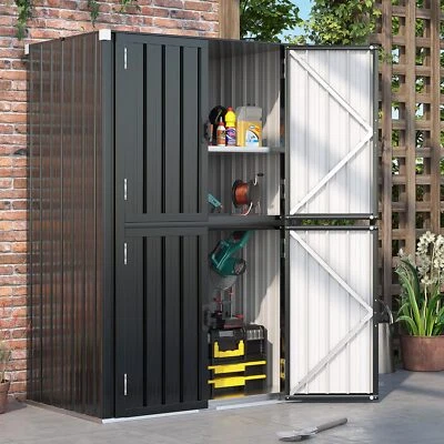 AECOJOY Outdoor Storage Cabinet Shed Waterproof with Shelves Lockable Vertical Shed