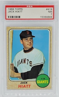 1968 Topps #419 Jack Hiatt  Card - Graded PSA 7 NM, San Francisco Giants - Image 1 of 2