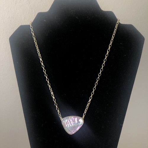 Collana Kendra Scott MCKENNA iridescente abalone verde rosa ciondolo catena placcata - Foto 8 di 10