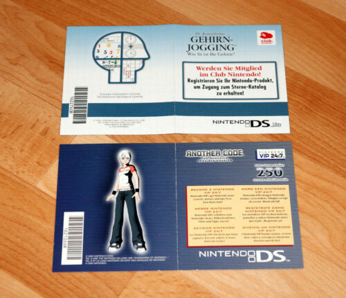 Tarjeta de punto publicitario Another Code Two Memories/Brain Age NDS Club Nintendo Flyer - Imagen 1 de 5