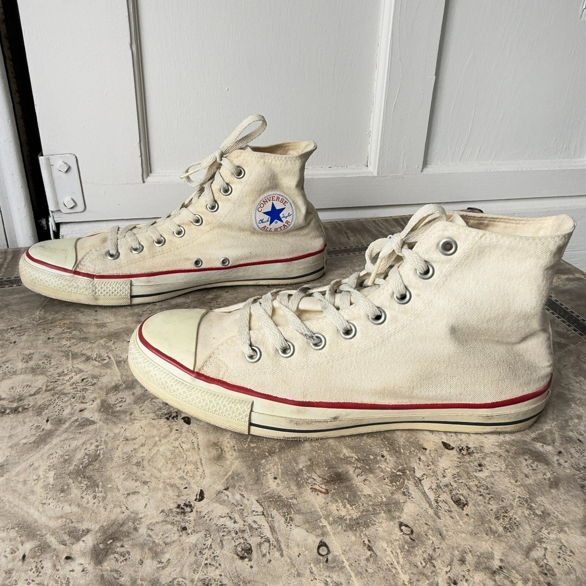 Vintage 1990s Converse Hi Tops White Made in USA Chucks