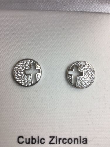 NEW Danecraft Earrings SET Cross Cut Out Cubic Zirconium