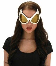CAT EYE GOGGLES White Gold Yellow Costume Glasses Cosplay Catwoman Anime Mask