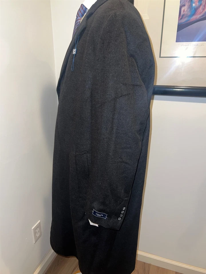 NWT Chaps Ralf Lauren Mens Trench Coat 48R Parma Wool Blend Jacket Long New - Image 4 of 4