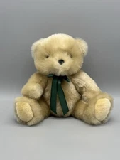 Teddy Bear Plush Tan Cream W/ Green Bow Schmidt 12”