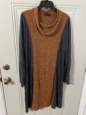 Ntouch Dress Size Large Gray Orange Cowl Neck Long Sleeve Nwt K52