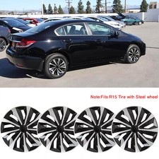For 2010-2015 Honda Civic 15 4 Hubcaps Wheel Cover Hub Caps Fits R15 Steel Rims