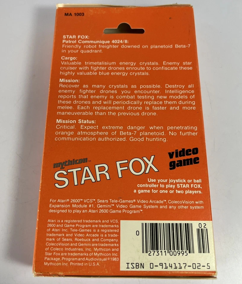 Star Fox Atari 2600 *BRAND NEW* "Beautiful Condition" - Image 2 of 4