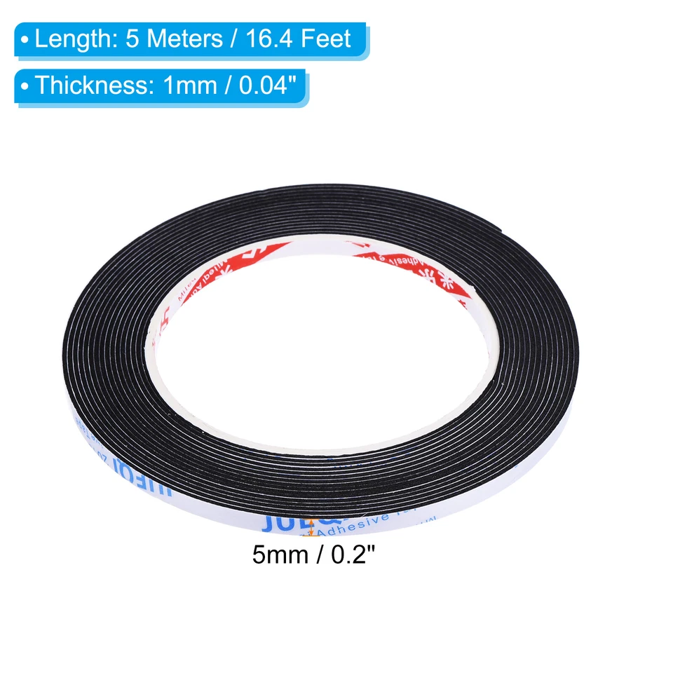 2Roll 16 Feet Sealing Foam Tape 5mm Wide 1mm Thick Adhesive Weather Strip - Image 2 of 4
