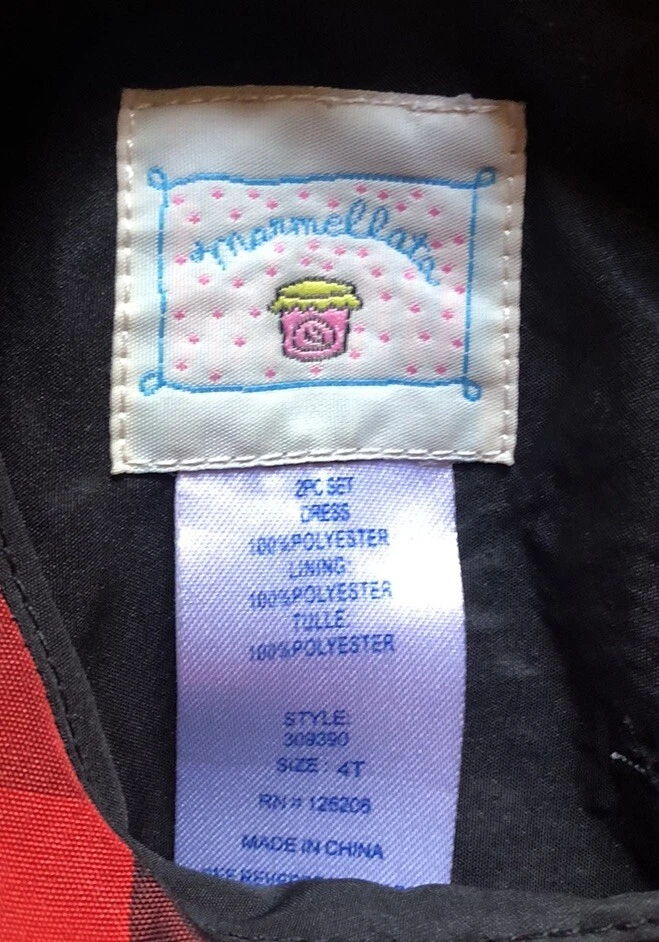 Vestido a Cuadros Marmellata Niñas Negro y Rojo Talla 4 Foto 4 de 4