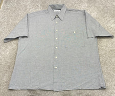 Pierre Cardin Shirt Men's Large Balck White Check Short Sleeve Button Up 6066