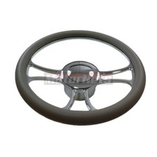 14 Chrome Billet Aluminum Steering Wheel Horn Gray Trinity Camaronova Hotrod Gm
