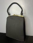 Vtg 50s Structured Black Handbag Garay Purse Made In USA Retro Everyday Classic