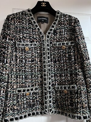 CHANEL 16A PARIS-ROME FANTASY TWEED JACKET BRAIDED TRIM GOLD CC