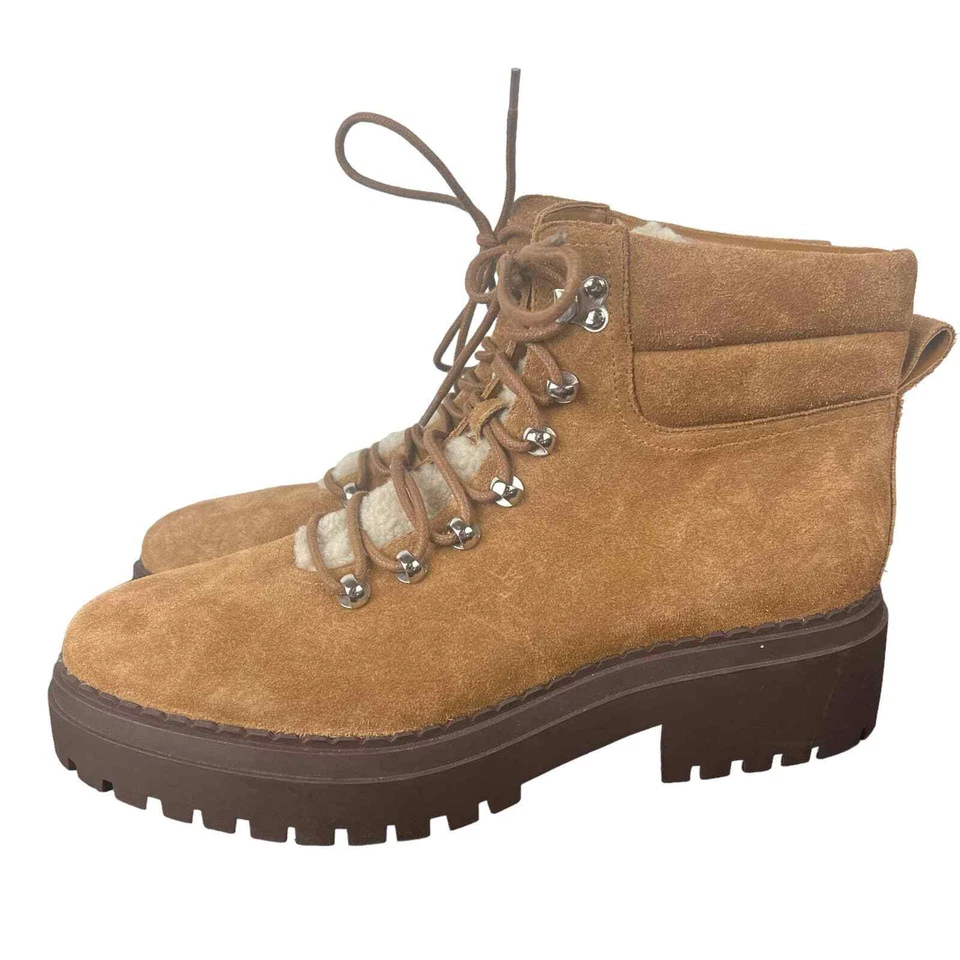 BOTAS DE SENDERISMO MARC FISHER LTD NAIRY IMITACIÓN PIEL RIBETE EN MARRÓN NUEVAS SIN ETIQUETAS PARA MUJER TALLA 11 - Imagen 4 de 4