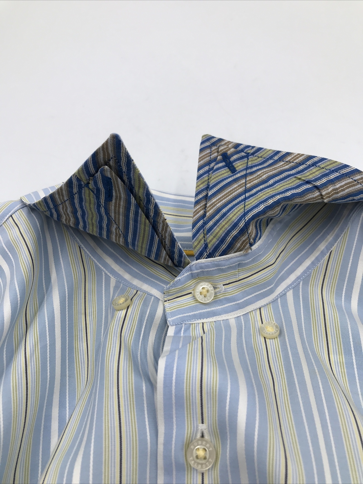 Robert Talbott Carmel Button Up Blue Striped Long… - image 12