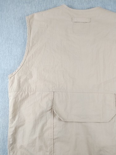 Mens Fishing Vest Large Outrigger Beige Outdoor Cotton Nylon Blend Pockets Zip - Picture 13 of 19