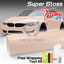 ESSMO PET Super Gloss Pale Pink Car Vehicle Vinyl Wrap Decal Glossy Like Paint