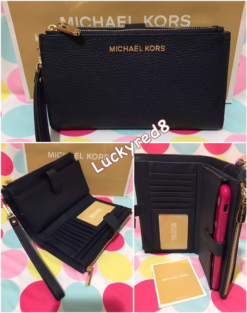 michael kors double zip wristlet wallet