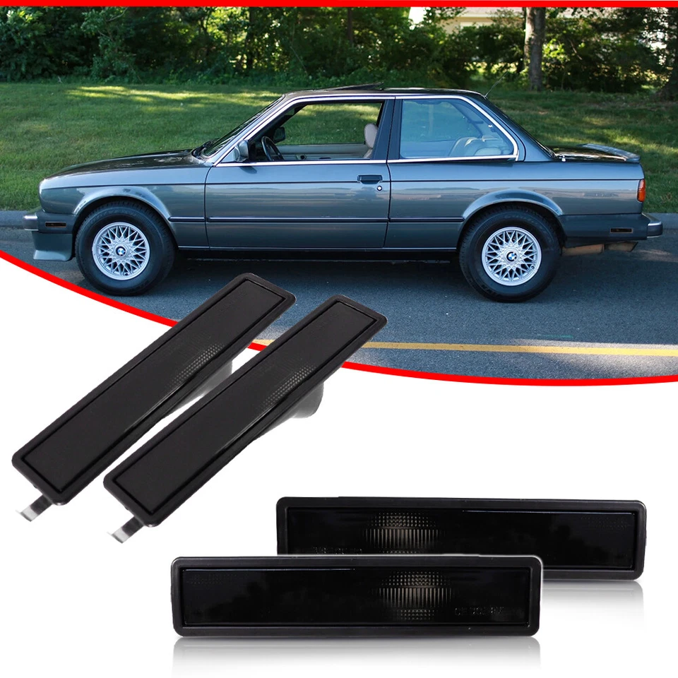 Luces de señalización laterales de parachoques F+R ahumadas 4 piezas para BMW E32 E34 serie 5 7 1988-1996 Foto 2 de 4