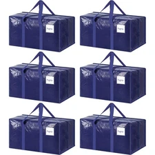 6 Pack Extra Heavy Duty Large Moving Bags with Strong Zipper & Comfortable Ha...