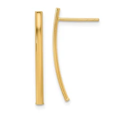 10K Yellow Gold Polished Bar Stud Earrings L 25.4mm, W 2mm