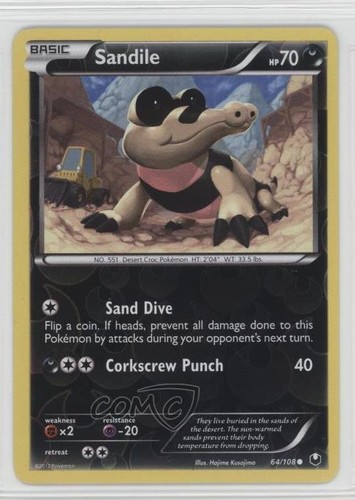 Sandile Reverse Foil Pokemon Black & White Dark Explorers #64 0dk