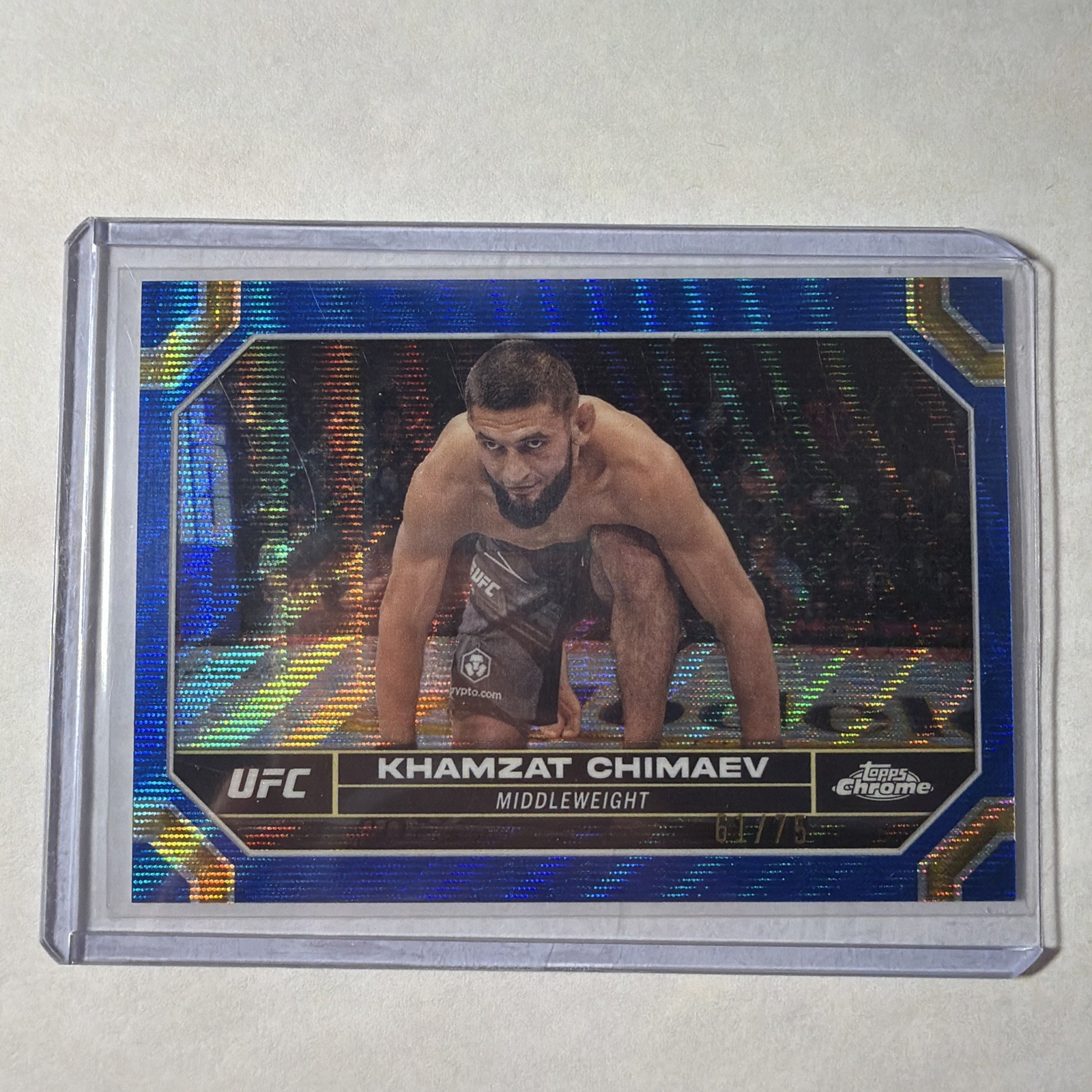 2024-25 Topps Chrome Blue Wave Refractor /75 Khamzat Chimaev UFC Legend