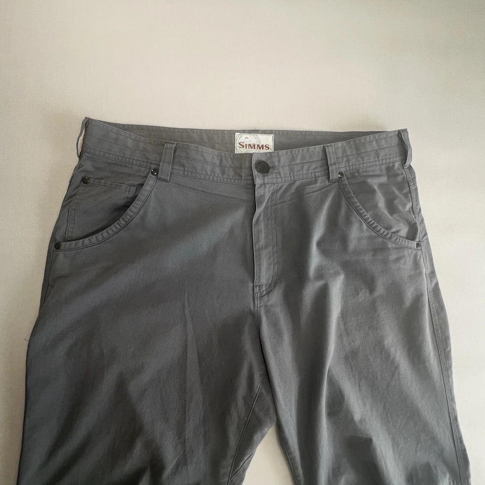 Pantalones de Pesca Simms Para Hombre XL 39 x 32 Gris Algodón Exterior 5 Bolsillos Núcleo de Pescador Foto 4 de 4