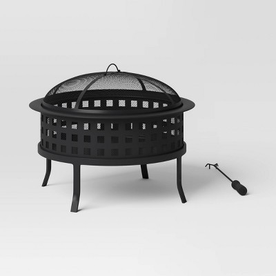 Metal Lattice Wood Burning Round Outdoor Fire Pit Black - Room Essentials 7590₽